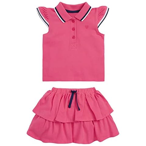 Sywiyi Kids Girl Golf Tennis Dress Outfit 2Pieces Sleeveless Vest Top and Skirt with Attached Shorts Activewear Sets Cotton Pink 2-3 Years Cover