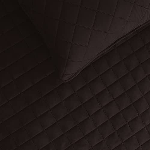 Easy-Going Twin Size Reversible Quilt Set With 1 Quilt And 1 Pillow Shams, Soft Bed Quilt Cover, Water Resistant Lightweight Microfiber Bedspread, Stain Resistant, Chocolate/Beige #TOP2