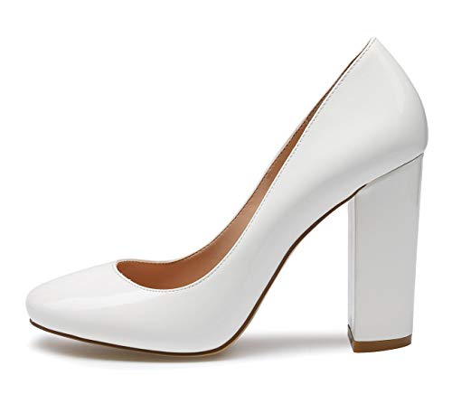 Castamere Womens High Block Heels Round Toe Pumps 10CM2