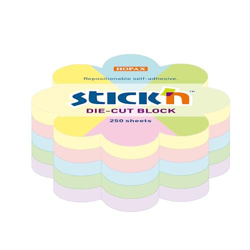 Taco de Notas Adhesivas con Forma de Flor | 250 Hojas - Fabricado en Papel - Surtido de Colores Pastel - Medidas 6,7 x 6,7 cm - Mimbek