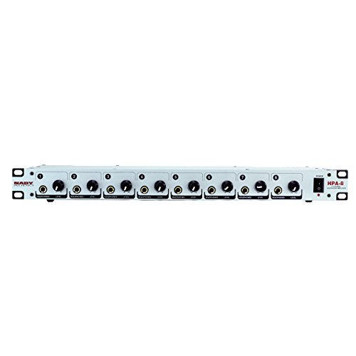 Nady HPA-8 Eight Channel Headphone Amplifier - Eight Stereo Headphone Channels, Single Rack Space, Level Adjustment and a 1/4â€ Headphone Output per Channel