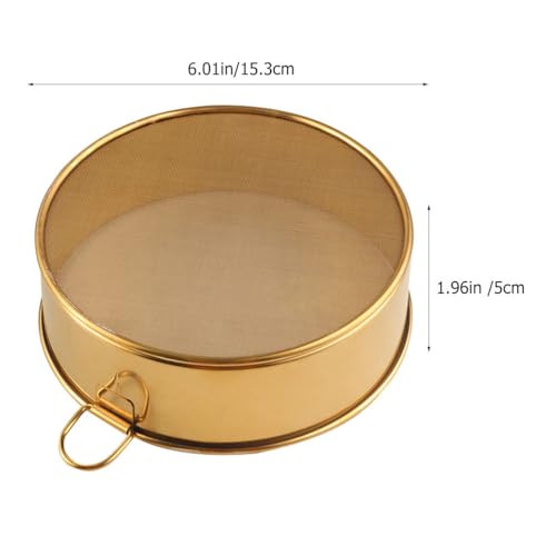 HOLIDYOYO Stainless Steel Round Flour Sifter - Golden Fine Mesh Sieve for Baking, Powdered Sugar, Cocoa, and Kitchen Use, Compact 6-Inch