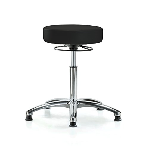 Image of Perch Chrome Medical Stool, 360 Ring, Glides, 20.5 inch-28 inch, Black Fabric