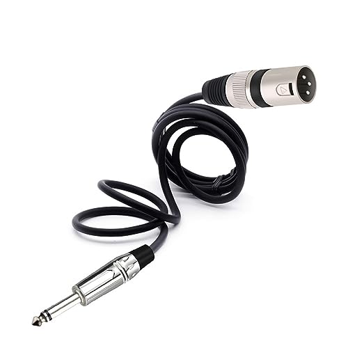 Câble micro XLR mâle Jack 6.35mm cordon microphone équilibré quart de pouce 2m noir jaune - 2