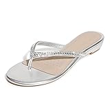 DREAM PAIRS Women's Fashion Rhinestones Design Slides Sandals,Size 5.5,Silver Glitter,JEWEL_03