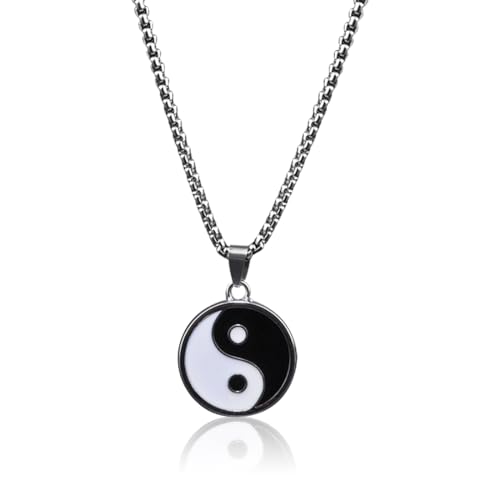 ZXUPOI 1 Pièces Colliers Amitié Yin Yang, Yin Yang Tai Chi Collier, Pendentif Yin Yang, pour Femme, Homme, Couple, L'amitié, l'amour, Bijoux