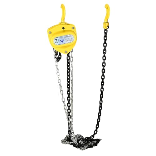 Image of HYCO Label Flymax VD Heavy Duty Type Hand Chain Pulley Block, Heavy Duty Manual Hoist, 3 Meter Lift, Yellow Steel Construction for Transport, Warehouse, Workshop, Garages (1 Ton)