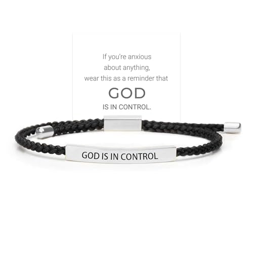 God is in Control Inspirational Bracelet Stainless steel lettering bracelet Adjustable braided bracelet