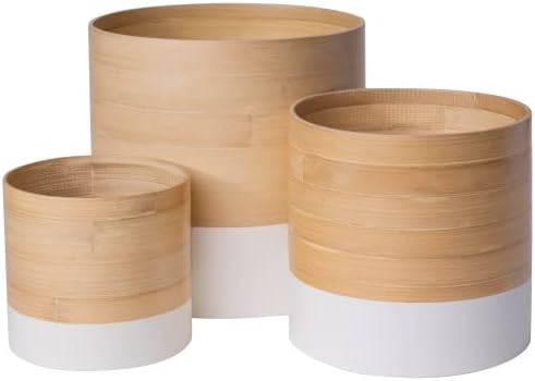 HABITAS Plant Pots for Indoor Plants - Modern Planter Style Made from Bamboo. Includes Large (10 inch Plant Pot), Medium (8") and Small (6") Planters for Indoor Plants. No More Plastic Flower Pots.