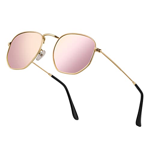 Polarized Sunglasses for Womens, Trendy Hexagonal UV Protection Sun Glasses For Driving Golf Party