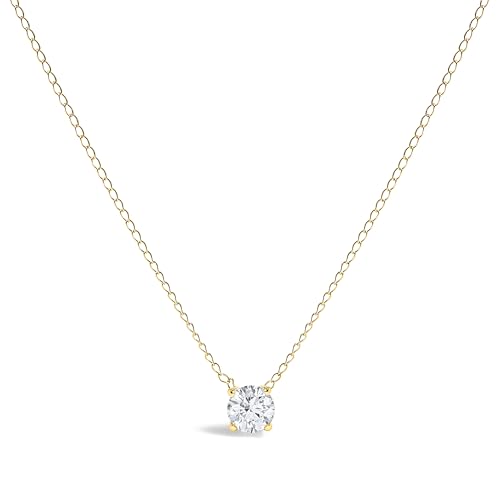 Haus of Brilliance 14K Yellow Gold Floating 1/2 Cttw Lab Grown Diamond Solitaire Pendant Necklace - 18" Inches