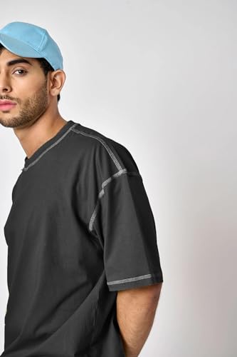 Image of Mens Fashion Oversized Fit Men's T-Shirt with Contrast Collar | Premium Slim Fit Half Sleeve Casual Polo Tee