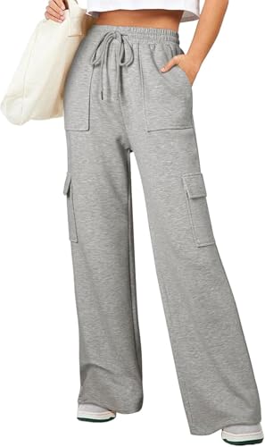 Q - RIOUS Women’s Multi-Pocket Cargo Pants – Stylish Wide Leg Tro...