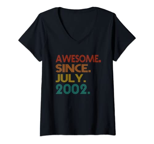 Donna Awesome Since July 2002 Birthday Gifts Tee Men Women Vintage Maglietta con Collo a V