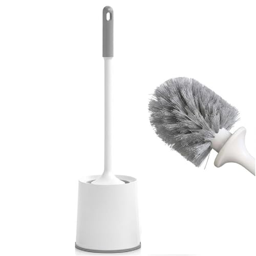 Image of Clyton Toilet Cleaning Brush And Holder Set Free Stand Long Handle Bathroom Sleek Toilet Bowl Cleaner Brush With Stand, Pot Commode Bathroom Cleaning Scrubber Brushes Plastic Bristles Toilet Brush