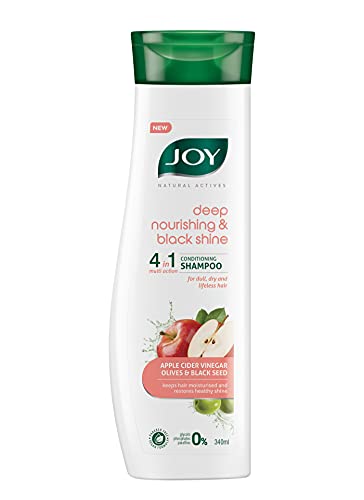 Joy Deep Nourishing & Black Shine Hair Shampoo (340ml)| 4 in 1 Conditioning Shampoo with Apple Cider Vinegar, Olives & Black Seed for Restoring Dull & Dry Hair | For Men & Women