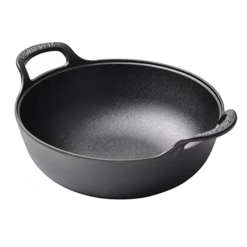 Wok de hierro fundido con asas y tapa de madera 20 cm miniatura 3