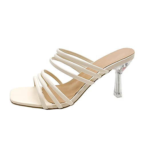 Sandales larges pour femme à talon moyen carré blanc en taille 39