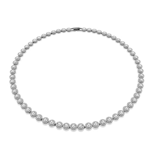 Swarovski Una Angelic Ruthenium Plated Round Cut Long Necklace for Women, White, 50-53 cm Length, Crystal, Crystal, 50-53 cm Length, Crystal, Crystal