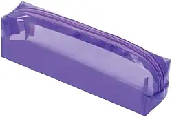 Estojo PVC Transparente Quadrado 1 Zíper Roxo, BRW