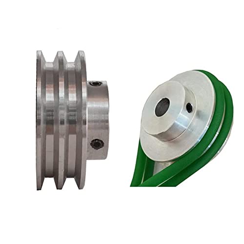 Double Groove Fixed Bore Pulley V Belt Sheaves Aluminum Alloy 60mm for 6MM O V-Belt Drive Pulley (Hole 20mm, 1)