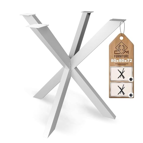 CM Furniture Pied de Table Mikado Spider Châssis de Table pour Plateaux Ronds et Carrés Réglable Blanc Hauteur 72 cm Patins de Tables Manger Bureau...