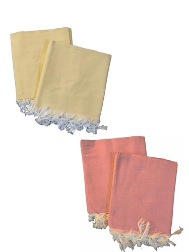 Image of Cotton Bedsheets for Single Bed, 60 x 90 inch, Pure Cotton, Breathable Fabric, Pack of 2 Pink & Yellow (Mix, 4)