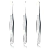 Luxxi (3 Pack) Slant Tweezers - Precision Stainless Steel Slant Tip Tweezers Hair Plucker for Hair and Eyebrows Personal Care (Silver Tone)
