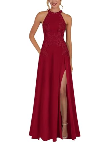 Cadoly Satin Mother of The Bride Dresses for Wedding 2025 Lace Applique A-Line Formal Dresses and Evening Gown with Slit