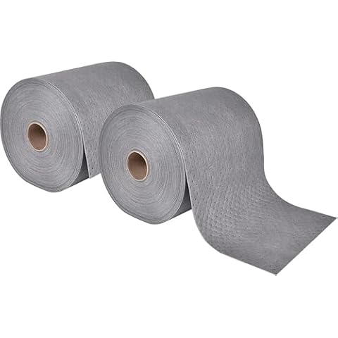 Aain 2pack Heavy Duty Oil Absorbent Pads, Oil Maintenance Mat Roll for All Purpose Super Absorbent Mat Roll, Gray, 150' L x 15" W.(LT010A2) Cover