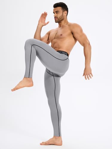 4 Pack Thermal Underwear Long Johns Fleece Base Layer Bottoms Thermal Leggings for Men Compression Pants3