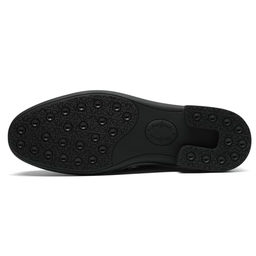 Image of Men's Loafers Casual Leather Slip-On Oxfords Driving Shoes Dress Soft Comfortable & Light-Weight Black
