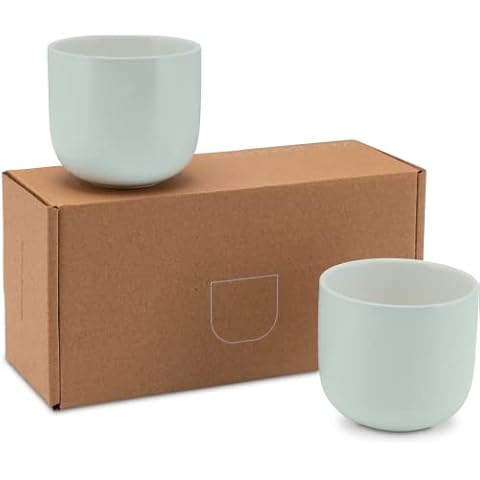 LAMBDA COFFEE® Cappuccino Cup Set 2 x 380ml in Mint Green matt Porcelain I Coffee Cup Mint Green Without Handle I Dishwasher Safe Cover