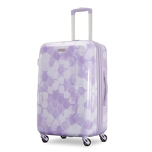 Image of American Tourister Moonlight Hardside Expandable Luggage with Spinner Wheels, Lavender Maze, Checked-Medium 24-Inch