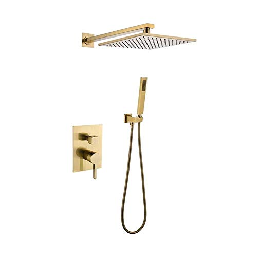 Kit pomme à main poteau caché carré pluie de douche en or encastré