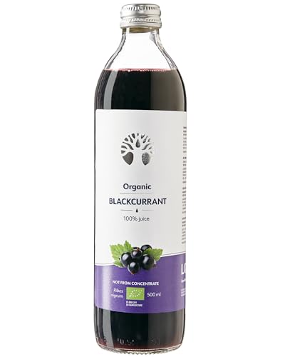 Jus de cassis bio de LOOV, 500 ml, pur jus, pas de concentré, aucun sucre ajouté, pas d’eau ajoutée, riche en antioxydants et vitamine C