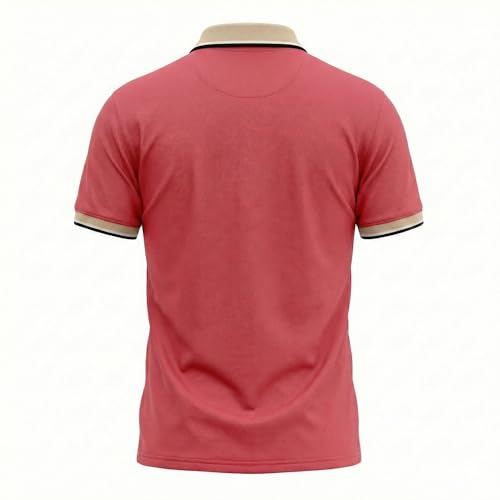 Image of Regular Fit Solid Half Sleeve Casual Tipping Collar Polo T-Shirt for Men