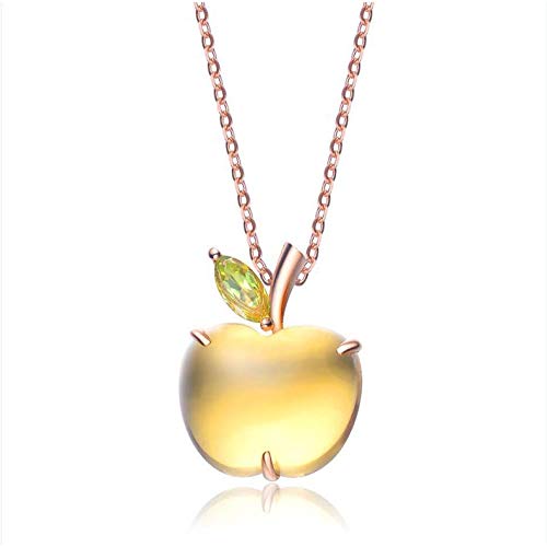 Collier petite pomme en cristal pour femme en argent 925 et or 18k