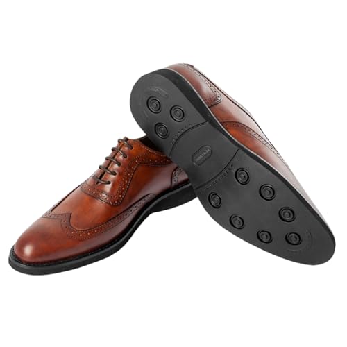 Wing Tip Dress Shoes Men | Genuine Leather Oxford Style Men's Dress Shoes Lace Up Comfortable Rubber Sole
