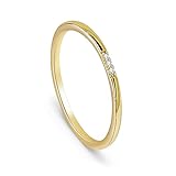 Me&Hz 14K Gold Plated CZ Rings 3-Stone Cubic Zirconia Fashion Stackable Rings 1mm Skinny Thin Stacking Rings for Women Girls Thumb Middle Mid Finger Pinky Ring Simple Wedding Anniversary Band Size 3