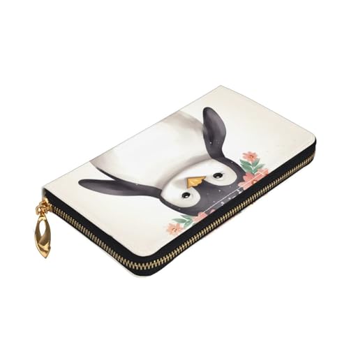 Penguin Wearing Flowers Women's Wallet Large Capacity Credit Card Holder Zip Phone Clutch Ladies Travel Purse3