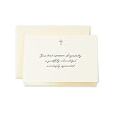 Crane & Co. Hand Engraved Gold Cross Sympathy Acknowledgement Note (CF1445), Pack of 10