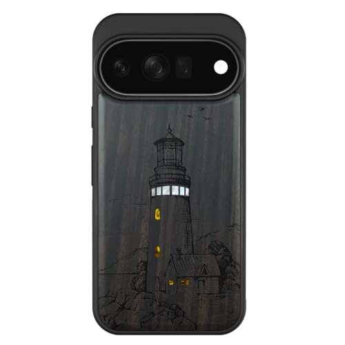 Coque Pixel 11 Pro bois compatible Magsafe avec étui magnétique sombre