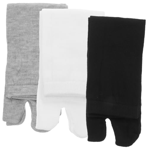 Chaussettes tabi à orteils séparés en coton élastique LIFKOME (3 paires, noir blanc gris)