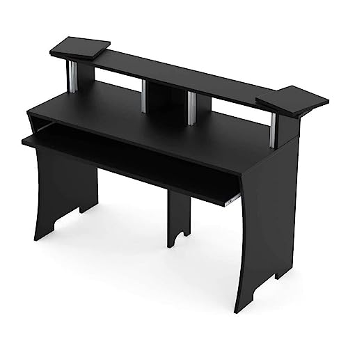 Glorious Workbench Working Console with Pull-Out Drawer and Revolvable Trays, Robust Design and Easy to Assemble (Black)