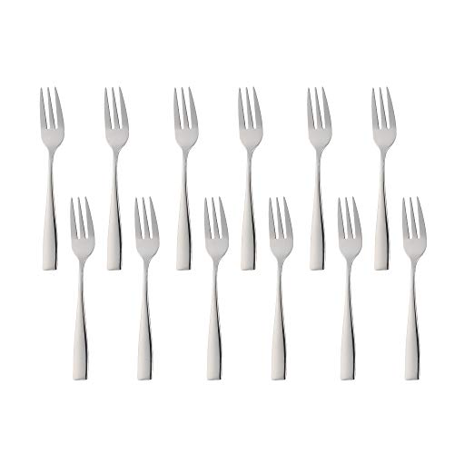 SUNSHENGEUR Tea Forks, Stainless Steel Set of 12, Autograph Pattern Kitchen Accessory Wedding Party for Salad Appetizer