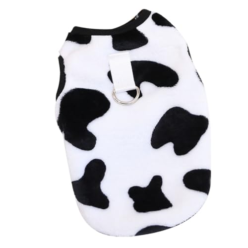 EXAOMBLE 冬用保温ペットベスト 子犬服 可愛い牛柄プリント 犬猫兼用暖かい衣服 お散歩や冬の外出に