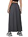 SOFIA'S CHOICE Women's Drawstring Maxi Skirt with Pockets High Waist A Line Long Skirts Dark Grey Large