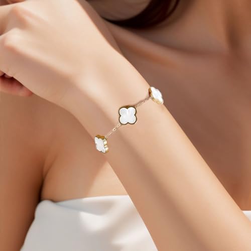 18k Gold Plated Clover Bracelet for Women, Flower Bracelets for Women, Adjustable Gold Lucky Bracelet for Women3