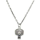 Ipetboom Collar con Colgante Aro de Baloncesto Plata Cadena de Aleación para Hombre Joyería Deportiva Elegante y Resistente Regalo para Aficionados y Jugadores